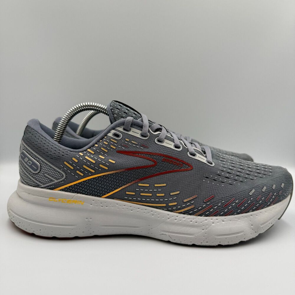 Brooks Glycerin 20 Men's Size 10.5 Gray Orange Athletic Running Shoes‎ Sneakers